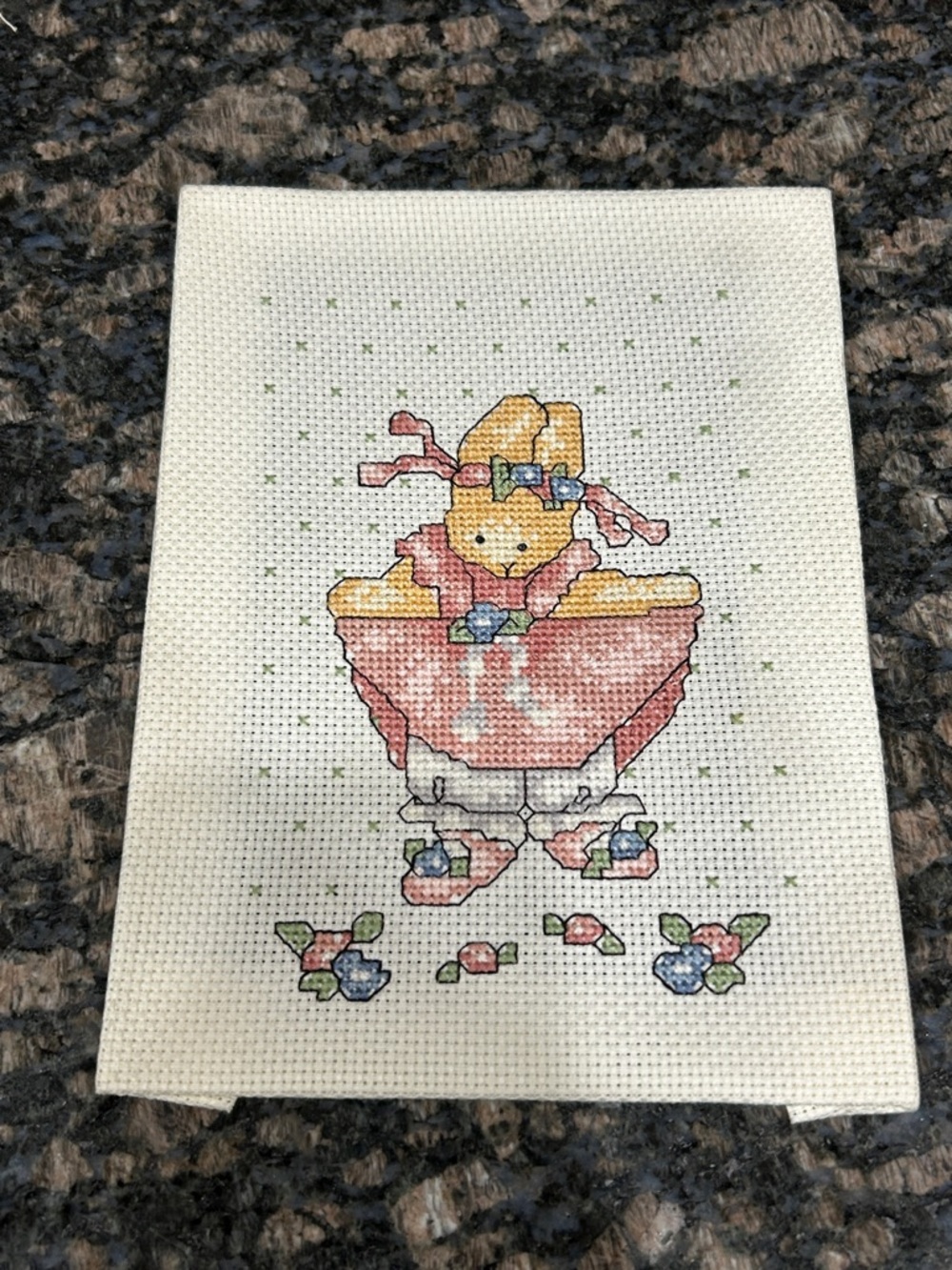 Bucilla Daisy Kingdom Counter Cross Stitch Handmade Cross Stitch Bunny in Pink